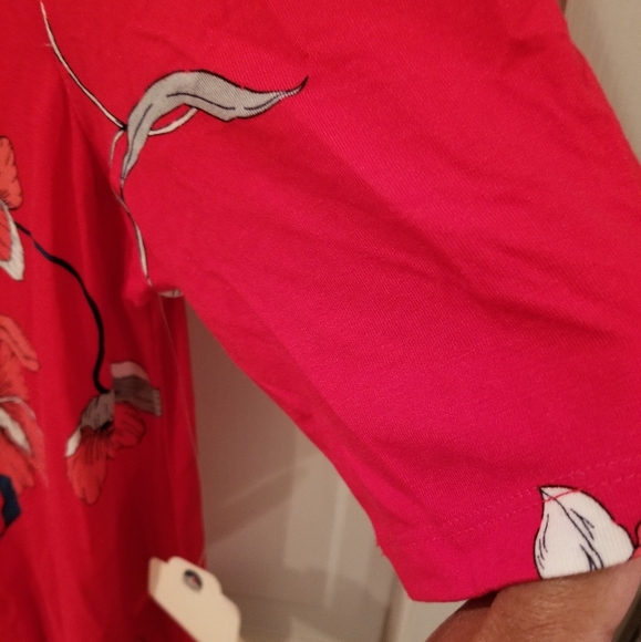 - St. John's Bay Red Flowery Dress/Blouse - Picture 8 of 11